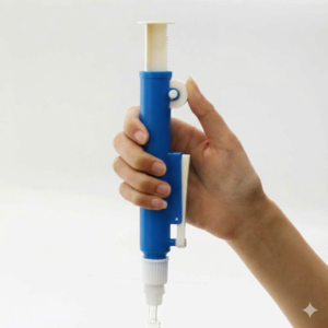 2 mL Pipette Pump - Blue | High Precision Manual Pipettor for Glass & Plastic Serological Pipettes | Laboratory Liquid Handling Tool